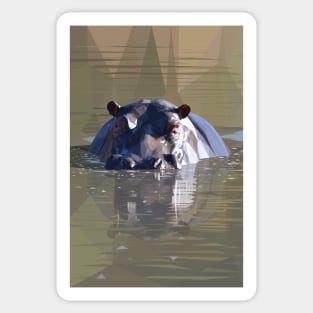 Low Poly Hippo in water Sticker